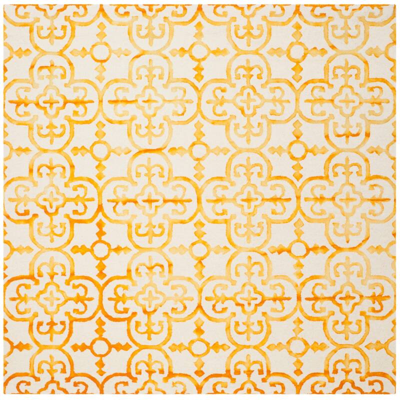 SAFAVIEH Handmade Dip Dye Reintraut Watercolor Vintage Boho Wool - 7' x 7' Square - Ivory/Gold - Square/Runner
