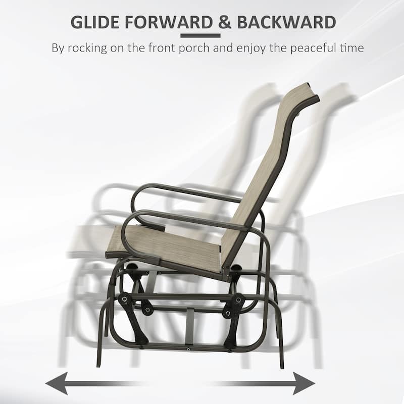 Outsunny Single Glider Patio Swing Rocking Chair with Breathable Mesh, Smooth Arms for Backyard, Garden, Lawn
