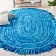 preview thumbnail 49 of 69, SAFAVIEH Handmade Braided Libby Country Cotton Rug with Fringe 3' x 5' Oval - Turquoise