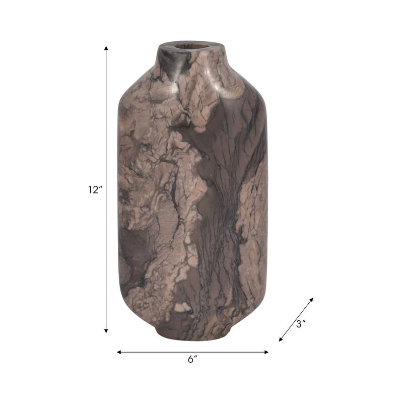 Sagebrook Home Levanto Multi Marbled Cylinder Contemporary Vase