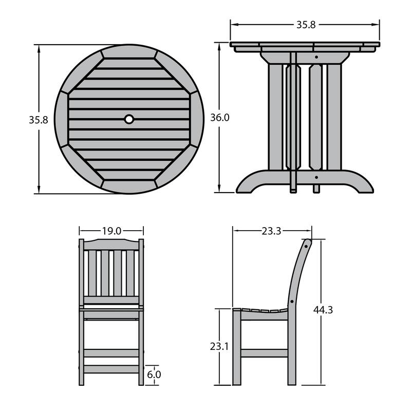 Lehigh 3-piece Counter Height Outdoor Dining Set - 36" Round Table