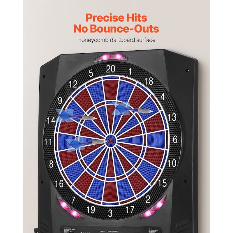 Premium Electronic Dartboard with LED Display 45 Games 8 Player Digital Scoring Soft Tip Darts Set - 24 x 18.2 x 1.97 inch