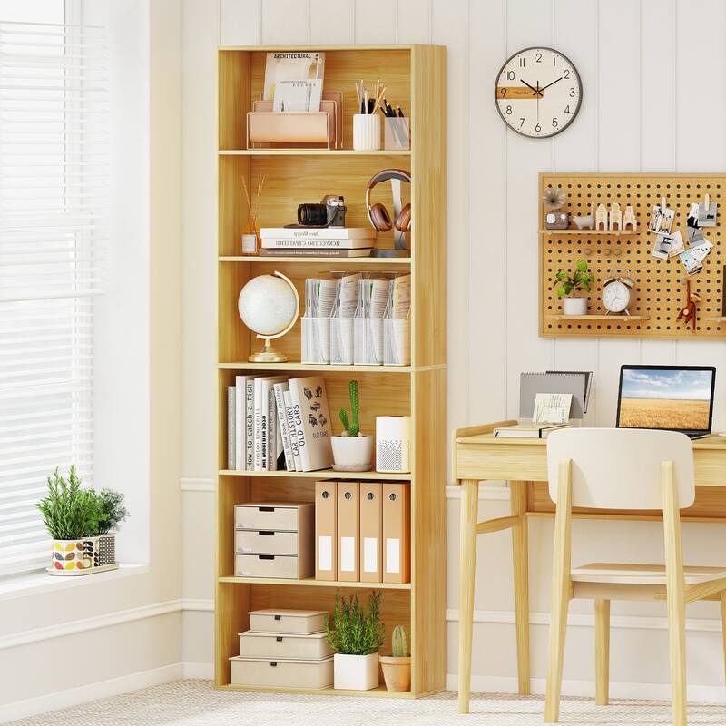 Gymax 2PCS 6-Tier Bookshelf w/Open Shelves Anti-Tipping Kits for