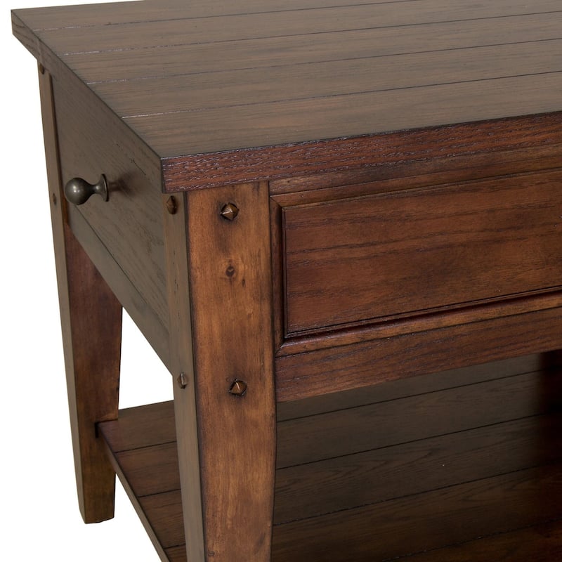 Liberty Furniture Lake House Accent End Table Rustic Brown Oak