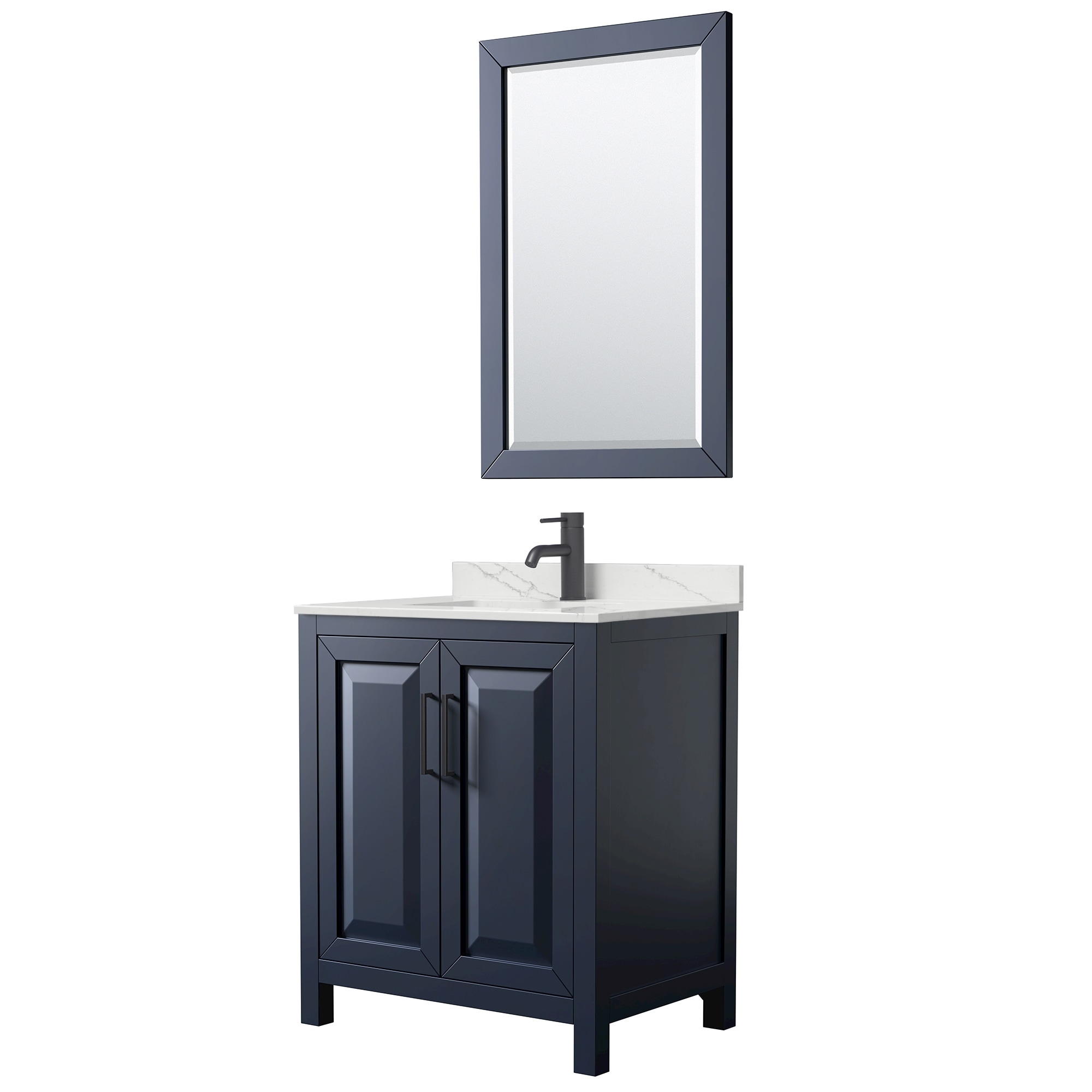 Daria 30-inch Single Vanity, Single Hole Quartz Top, 24-inch Mirror