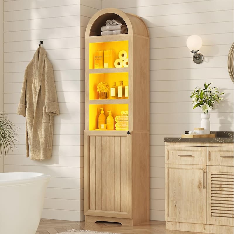 Tall Arched Cabinet Bookcase Storage Bookshelf Door Bathroom Storage Cabinet