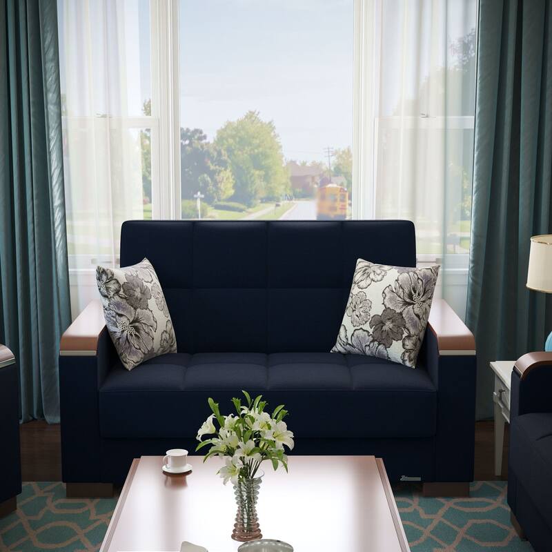 Collection Upholstered Convertible Loveseat With Storage