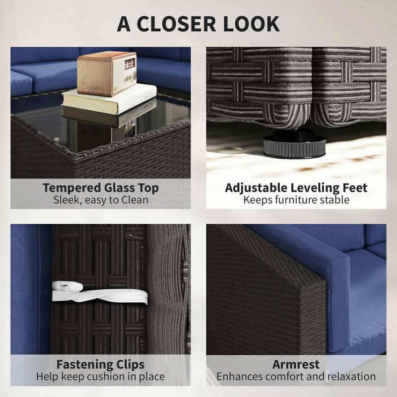 Outsunny 7 Piece Patio Furniture Set, Wicker Outdoor Sectional Sofa Set