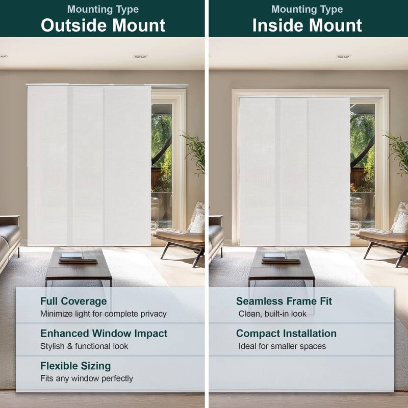 CHICOLOGY Adjustable Sliding Panels, 4-Rail Track, Vertical Blinds, Pation Door Curtain, Room Divider