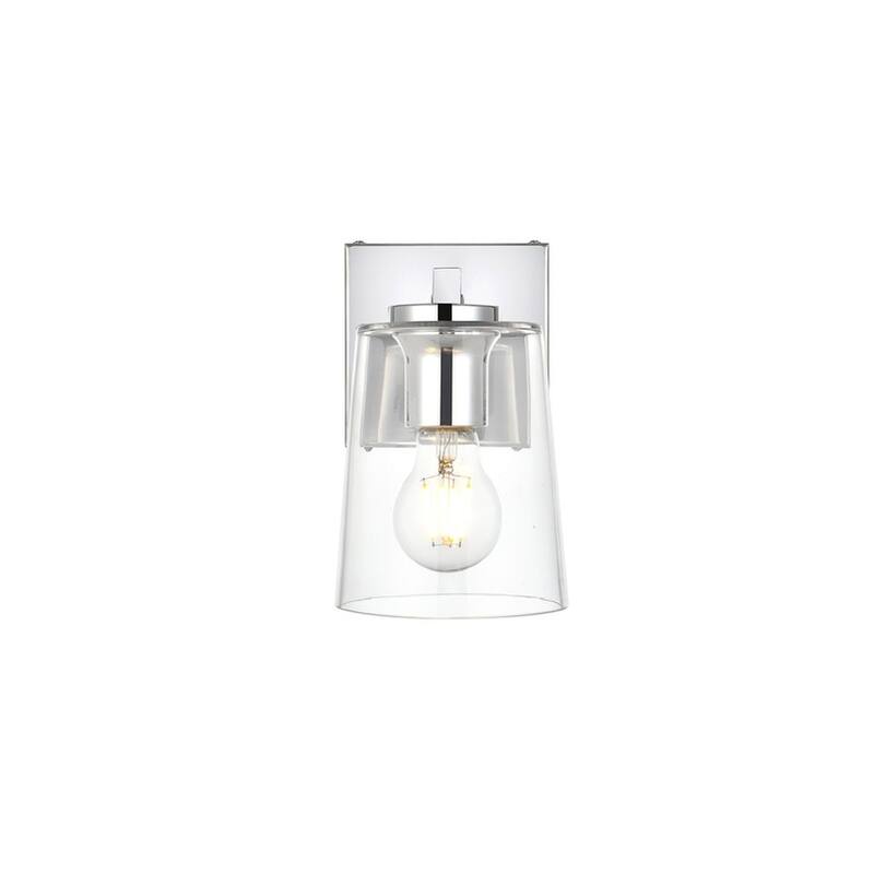 Kelly 1 Light Black and Clear Bath Sconce - Chrome - 5