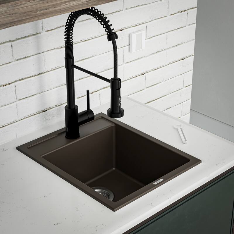 Karran QT-825 Drop-in 15-3/4" Single Bowl Quartz Composite Kitchen Sink