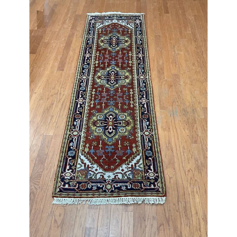 Handmade One-of-a-Kind Heriz Wool Oriental Rug 2'7 x 7'10 - 2.7 x 7.10