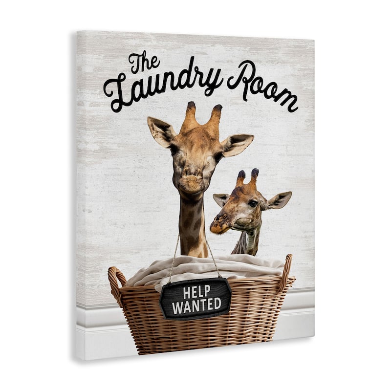 Stupell Help Wanted Laundry Room Giraffes Canvas Wall Art Design By Lettered and Lined