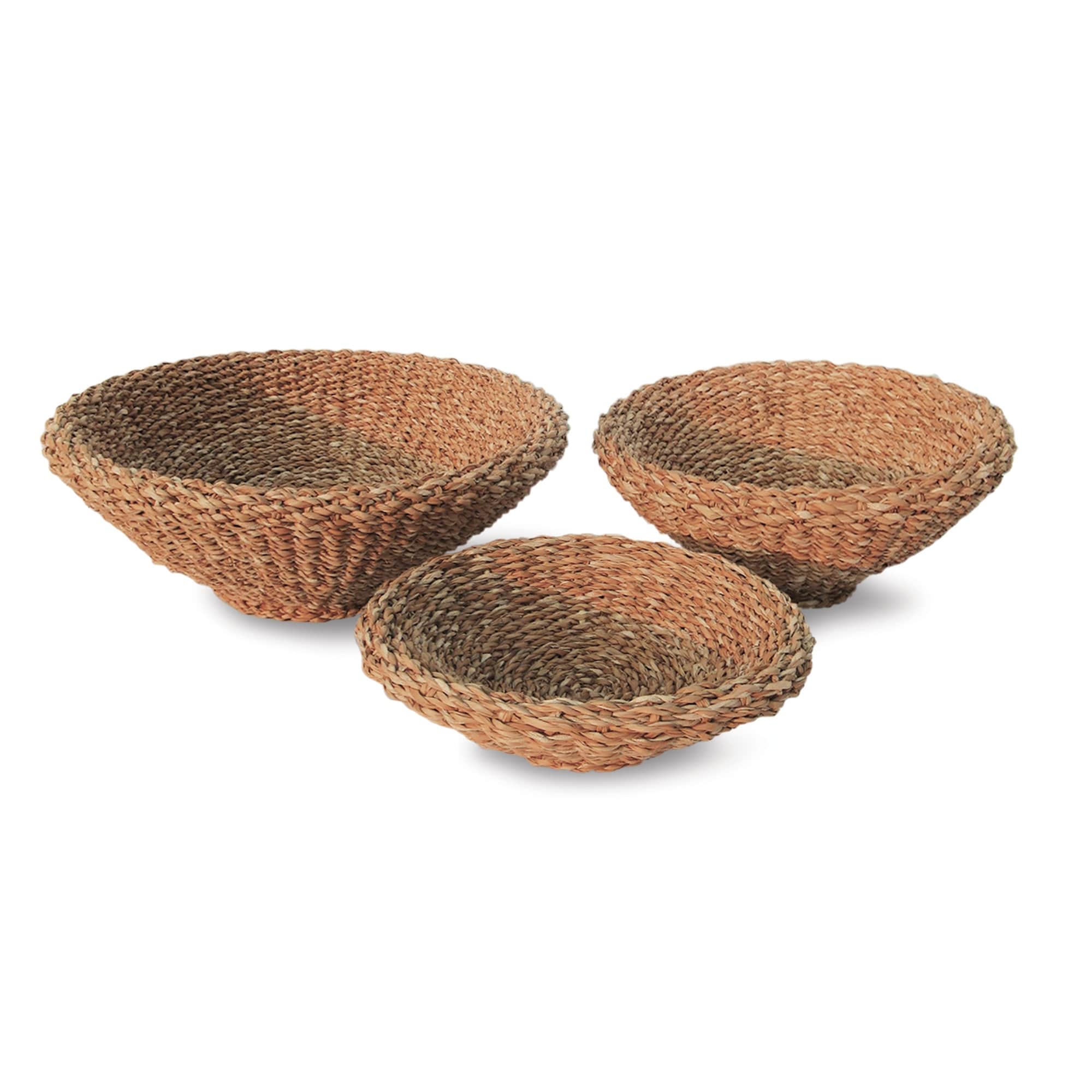 Seagrass Shallow Tapered Baskets, Set Of 3 - Natural
