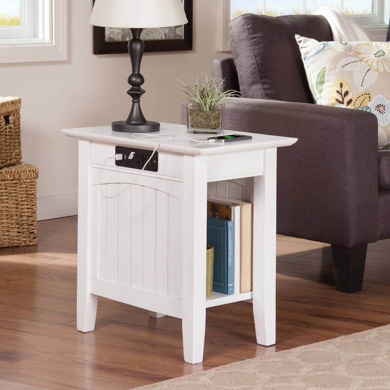 AFI Nantucket Chair Side Table with Built-in Charger
