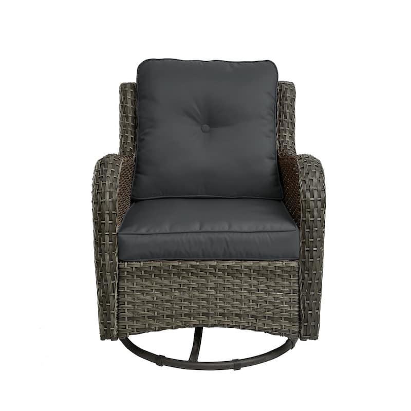 Outdoor Rattan Wicker Swivel Rocking Chair With Cushions