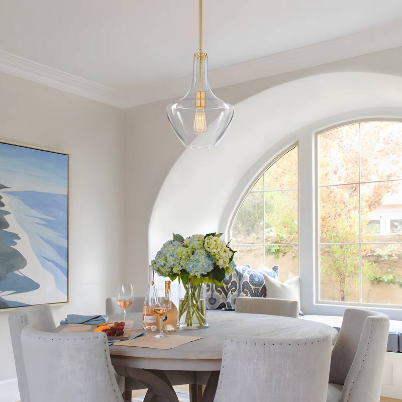 Starsky 1-light Modern Teardrop Pendant Light with Thick Clear Glass Shade