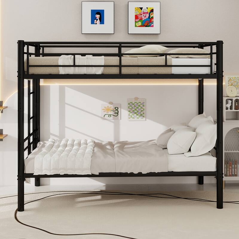 GDFStudio - Twin Over Twin Metal Convertible Bunk Bed Frame
