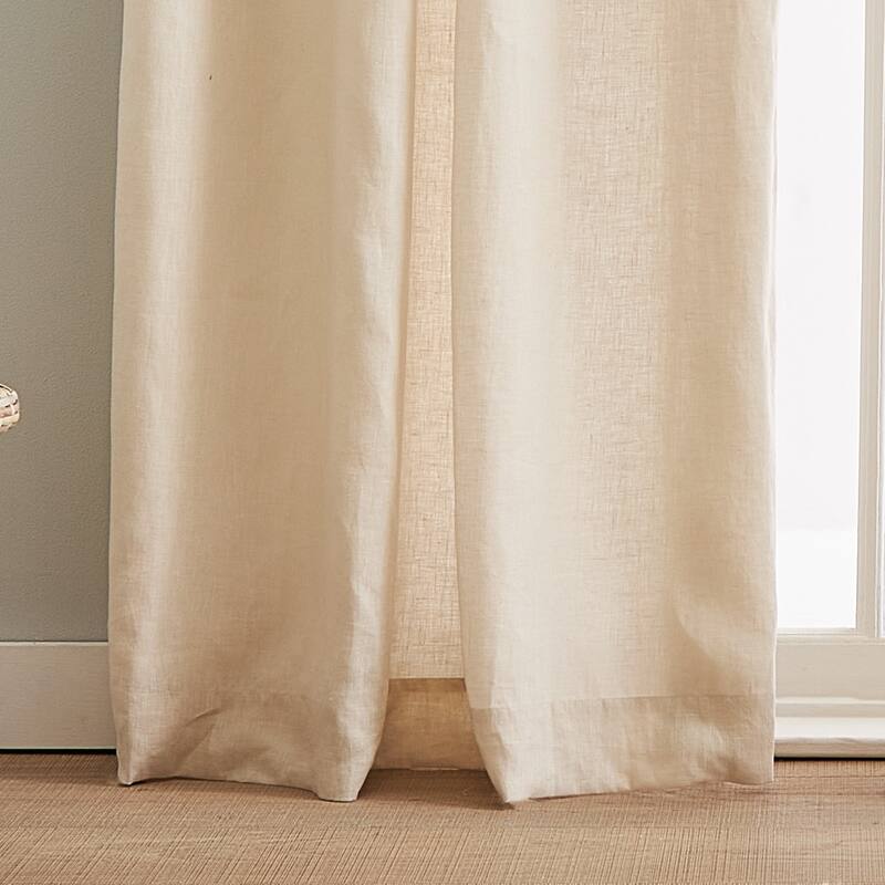 100% Linen Back Tab Lined Curtain Panel Pair