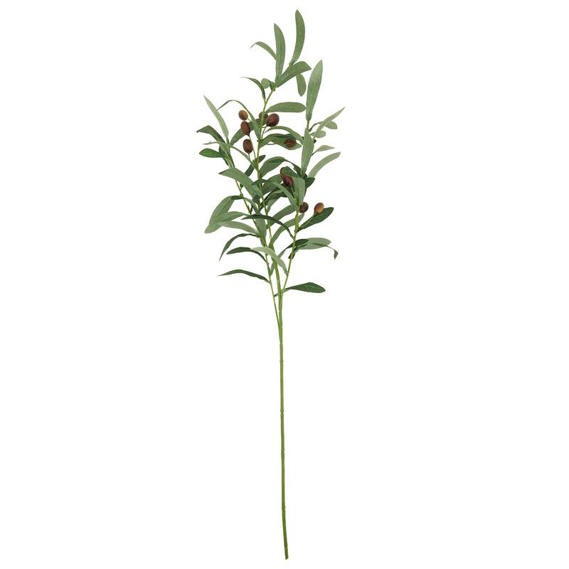 29" Artificial Olive Branches (Set of 4) – Realistic Faux Greenery Stems for Vase Arrangements - 32.5"
