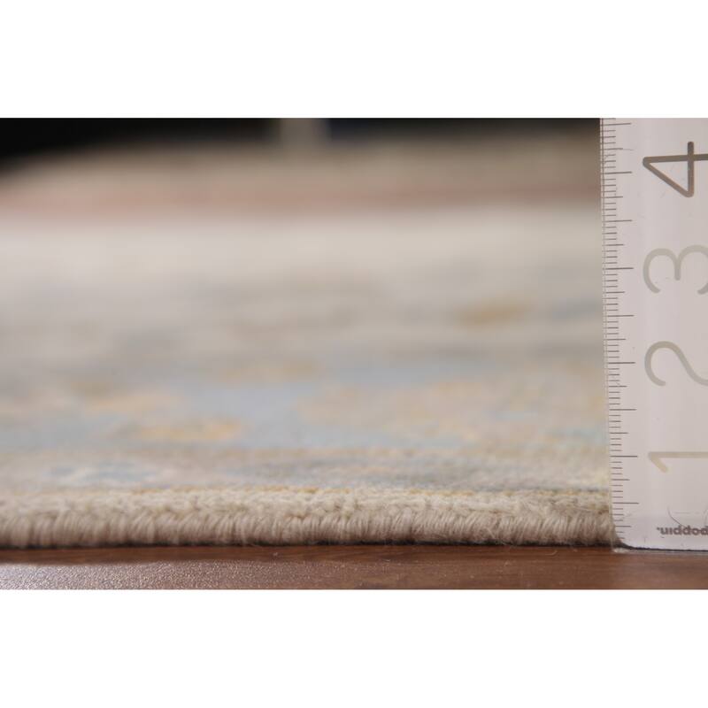 Ivory Oushak Living Room Area Rug Handmade Wool Carpet - 7'11"x 9'9"