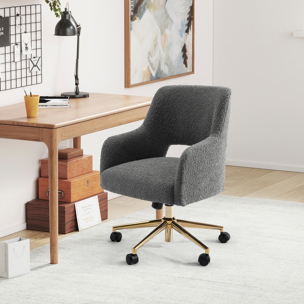 Boucle Upholstered Office/ Desk Chair - Swivel/ Adjustable Height