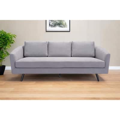 79" Gray Polyester Sofa With Black Legs