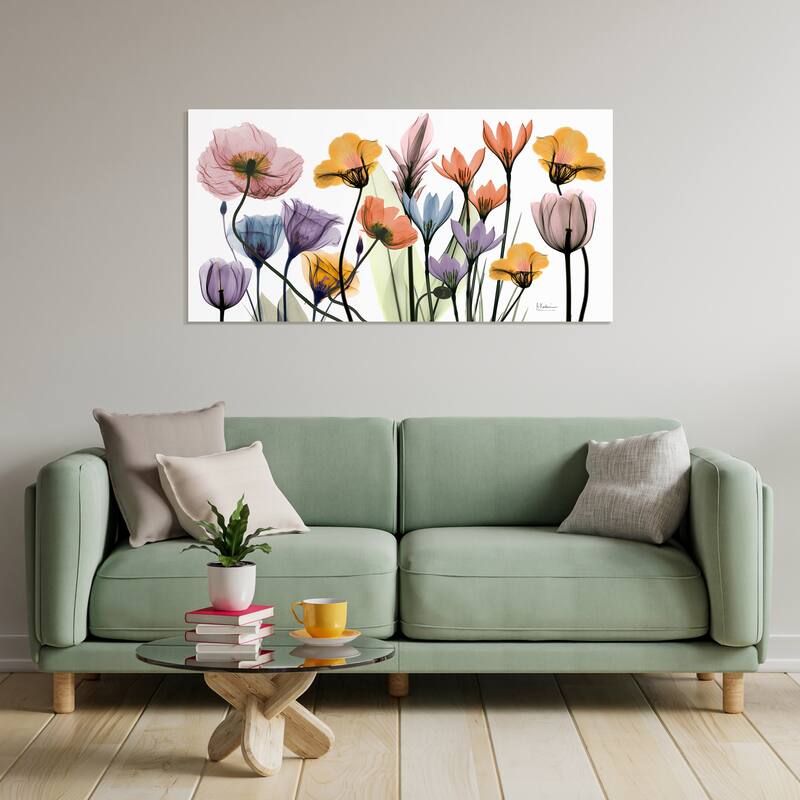 "Flowerscape Portrait" Frameless Free Floating Tempered Glass Panel Graphic Wall Art
