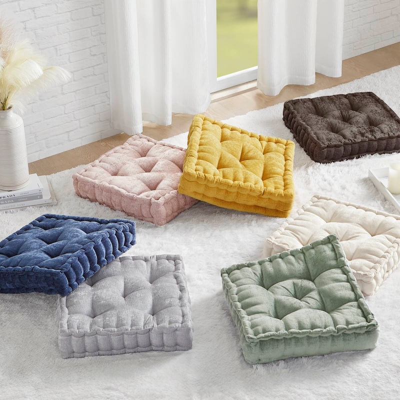 Intelligent Designs Azza Poly Chenille Square Floor Pillow Cushion