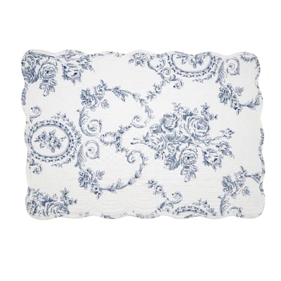 Quilted Toile Floral Placemat (Set of 4) - 14"x20"