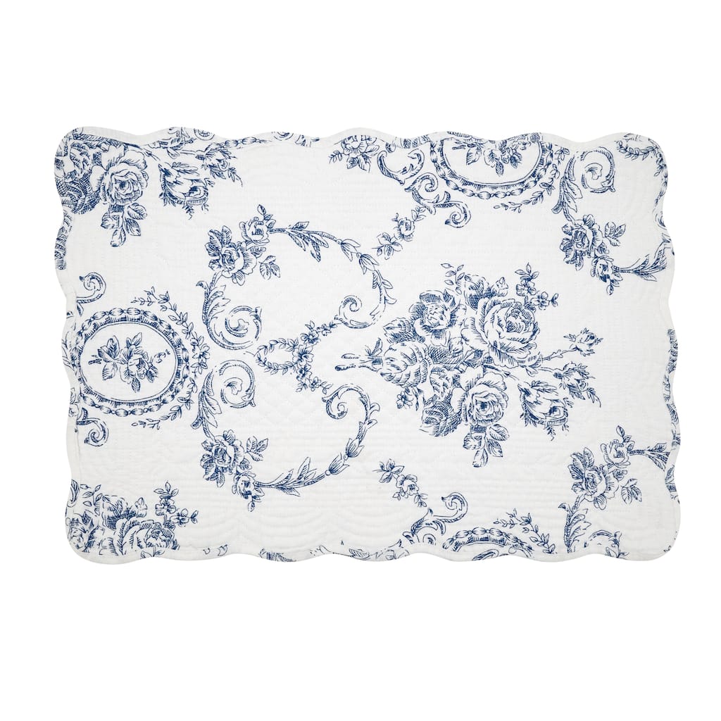 Quilted Toile Floral Placemat (Set of 4) - 14"x20"