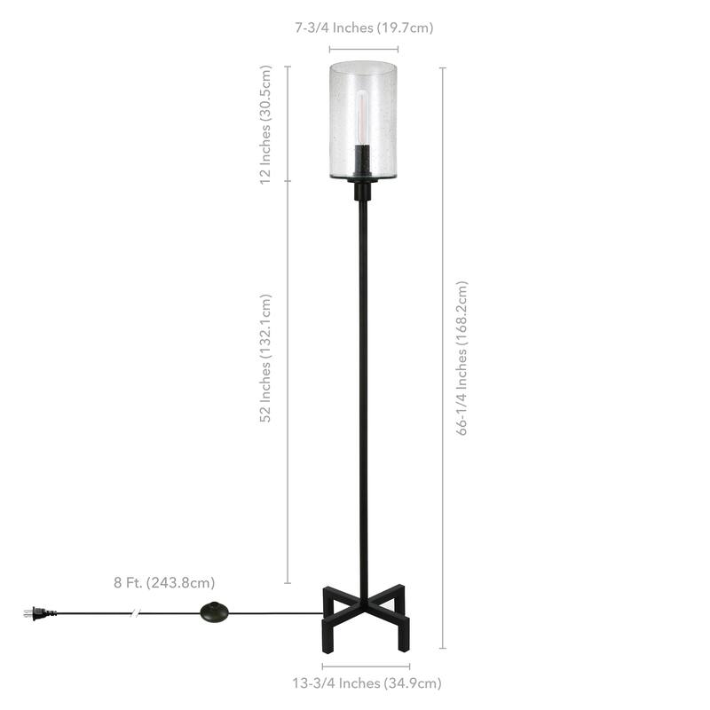 Pantheo Industrial Farmhouse Metal Floor Lamp with Seeded Glass Shade