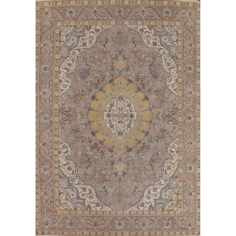 Over-Dyed Tabriz Persian Vintage Area Rug Hand-Knotted Wool Carpet - 9'7" x 12'3"