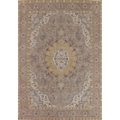 Over-Dyed Tabriz Persian Vintage Area Rug Hand-Knotted Wool Carpet - 9'7" x 12'3"