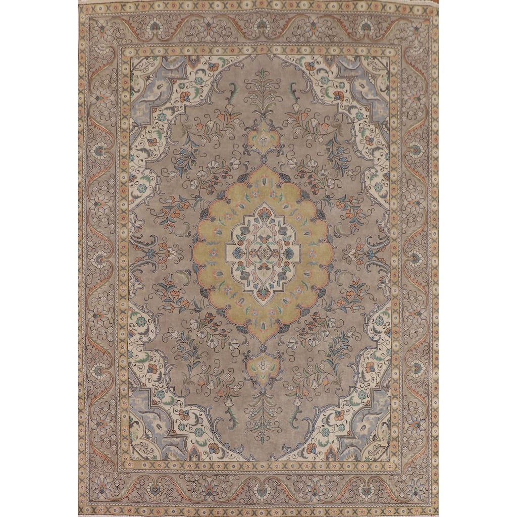 Over-Dyed Tabriz Persian Vintage Area Rug Hand-Knotted Wool Carpet - 9'7" x 12'3"