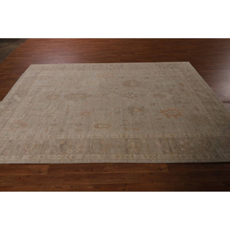 Transitional Oushak Vegetable Dye Turkish Rug Hand-Knotted Wool Carpet - 5'11"x 9'0"