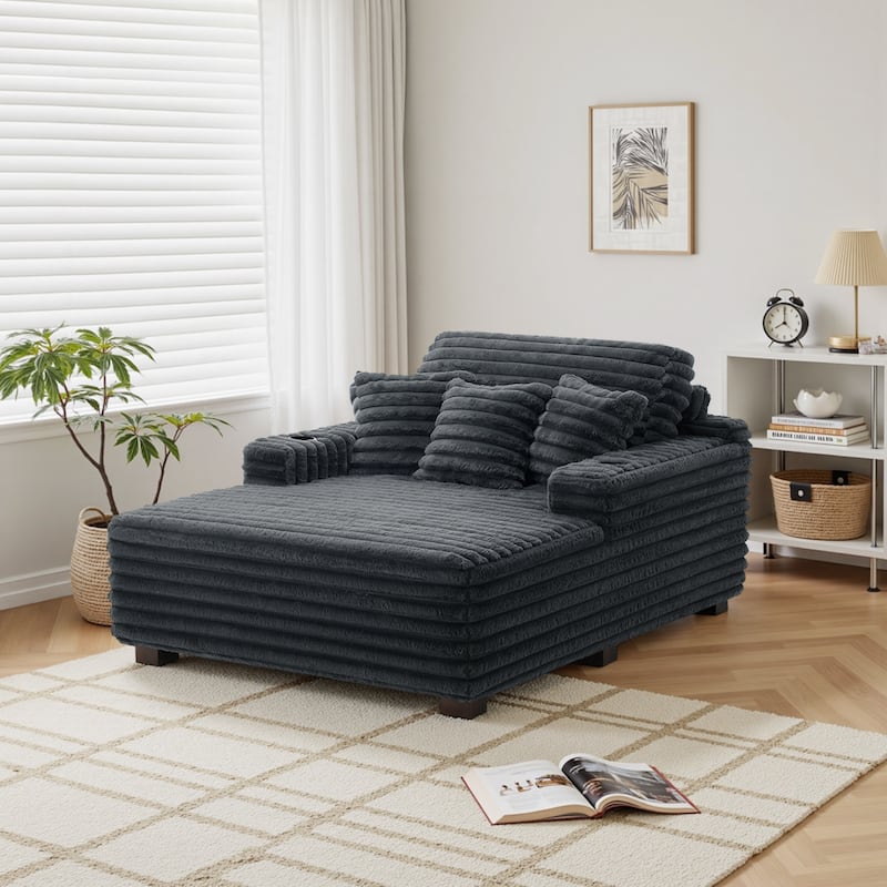 53" Wide Oversized Upholstered Chaise Lounge Indoor Sofa with Pillows