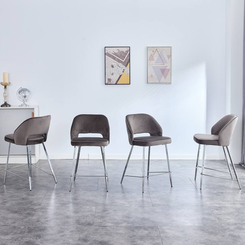 2PCS Bar Chair.Dining Chair.Bar Stool with Durable Electroplated Metal Legs