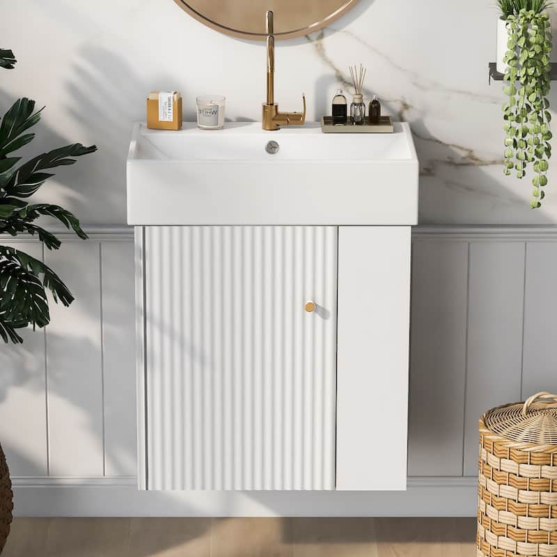 Merax Modern Floating Bathroom Vanity with Ceramic Basin