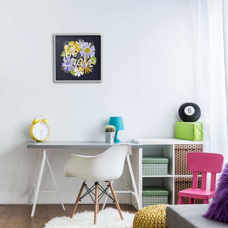 Stupell Be Brave over Florals Framed Giclee Art Design By Mandy Ford Art + Illustration