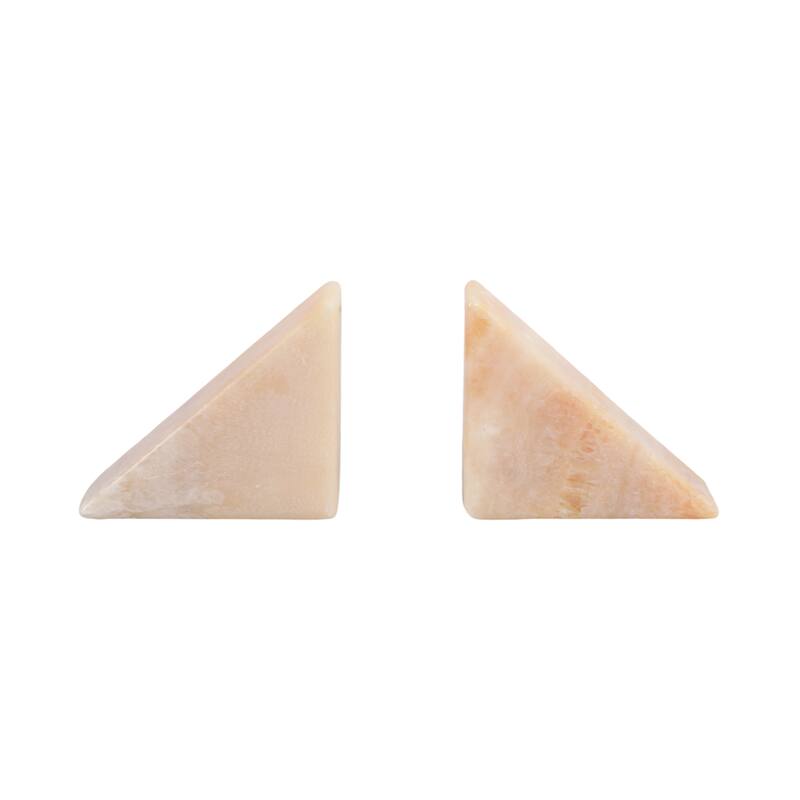 Decorative Onyx Triangular Bookends - Set of 2 , 12", Orange & Ivory - 12.0"