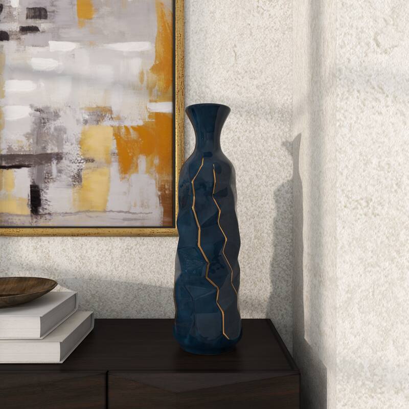 Blue Modern Smooth Glazed Stoneware Vase