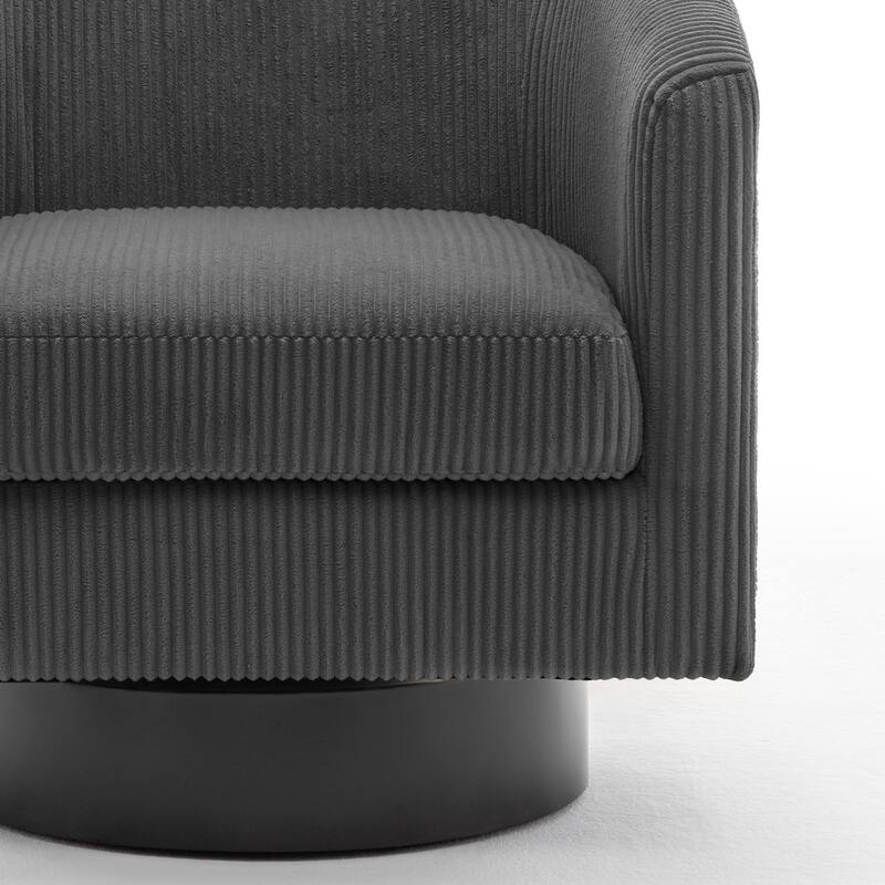 Corduroy Upholstered Swivel Barrel Chair (Set of 2)