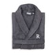 preview thumbnail 8 of 26, Authentic Hotel and Spa Unisex Grey Turkish Cotton Terry Bath Robe with White Block Monogram L/XL - R