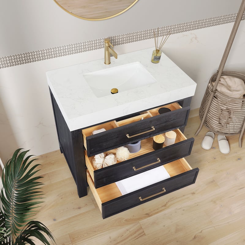 Miseno MV-NM-LEON36-LWT León 36" Free Standing Single Basin Vanity Set