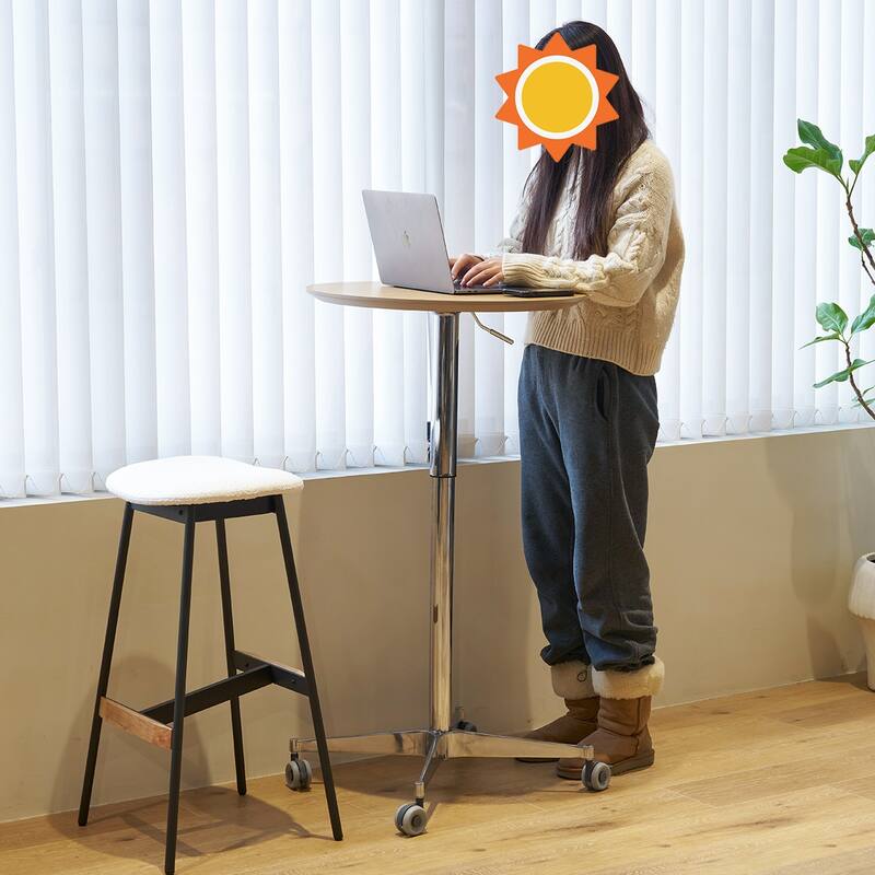 Movable Adjustable Bar Table 360 Swivel Counter Bar Height Aluminum Star Base Movable for Stand Desk Bistro Table