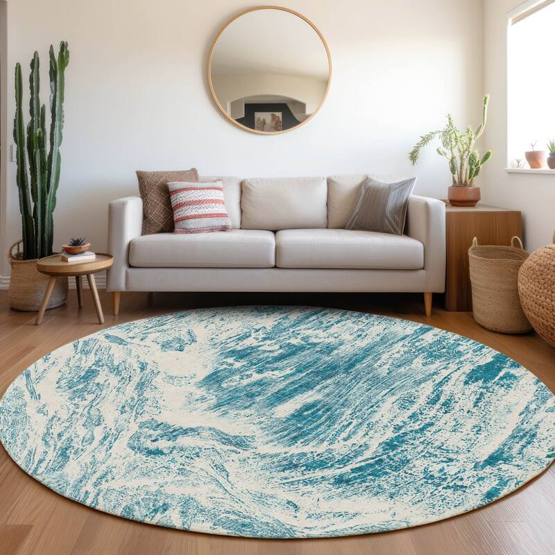 Premium Washable Super Soft Modern Tide Mayfield Rug - Teal - 8' x 8'