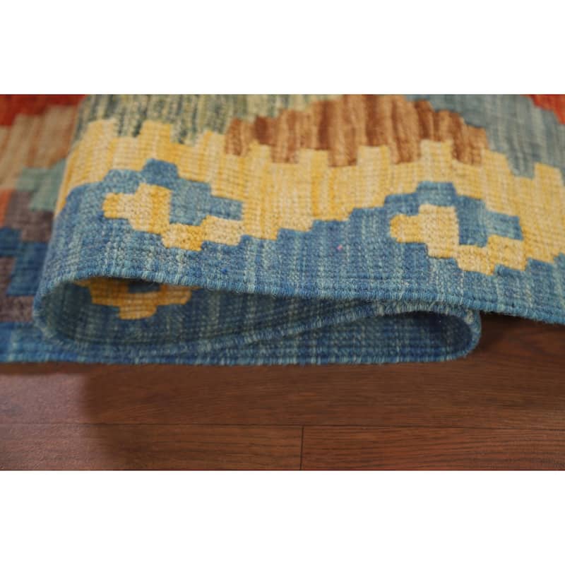 Colorful Kilim Oriental Runner Rug Flat-weave Southwestern Wool Carpet - 2'8" x 9'5"