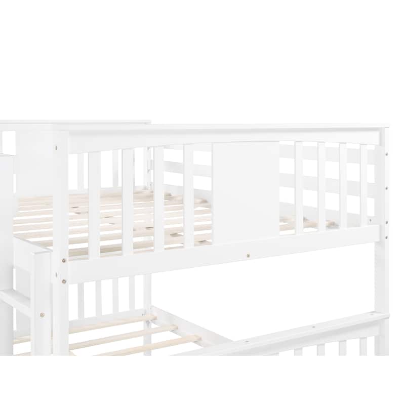 Full-Over-Full Bunk Bed with Trundle, Space-Saving Design for Sleepovers