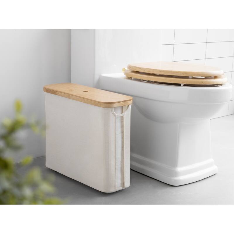 Freestanding Toilet Paper Holder for 9 Mega Rolls, Bathroom Storage Basket With Side Window - 17.5"L x 6"W x 13.75"H - White